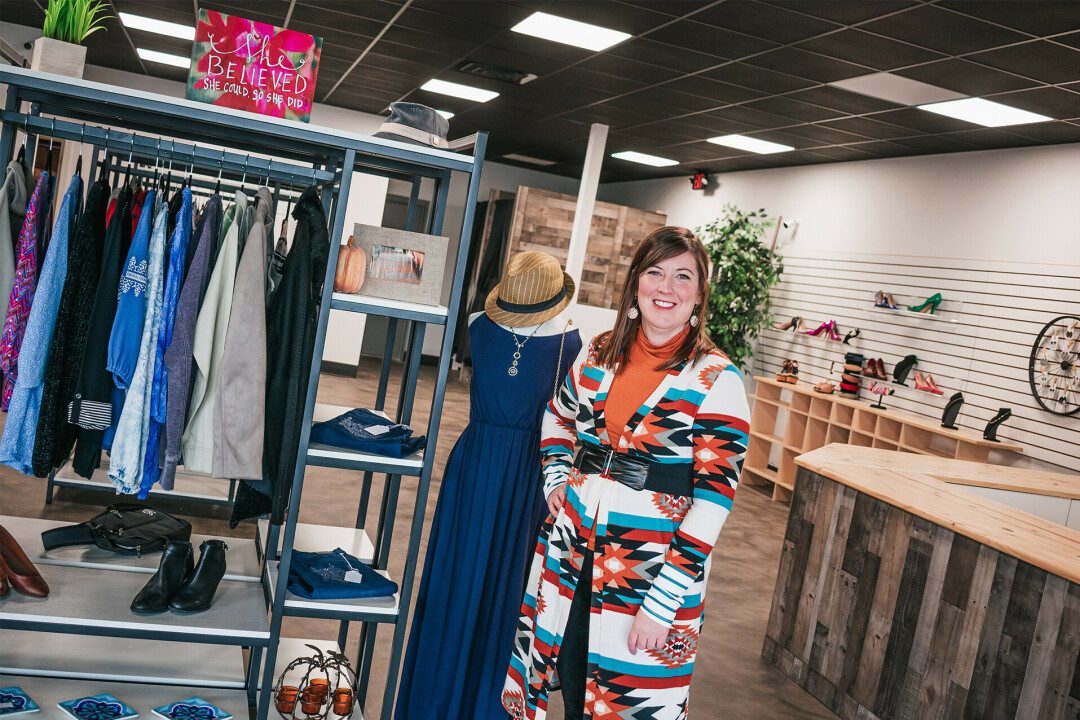 SHE BELIEVED SHE COULD, SO SHE DID. Local Kayla Midthun is hoping to reinvigorate the second-hand shopping community for women in the area with her new shop Shine On Boutique.