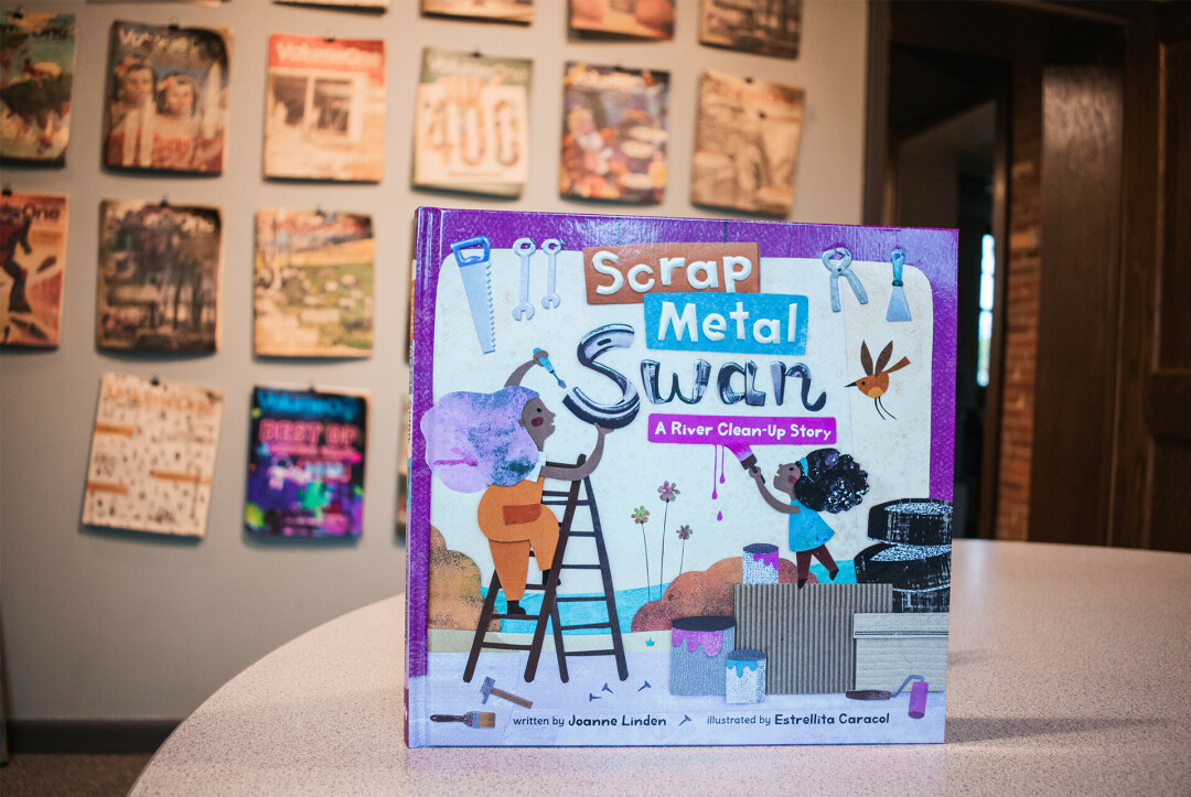 FEELIN' SCRAPPY. Local author Joanne Linden's latest book, 'Scrap Metal Swan: A River Clean-Up Story', uses a playful tone and engaging mixed-media visuals to teach children about caring for their environment.