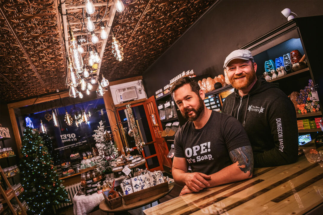 DYNAMIC DUO. Tony and Kevin got married a handful of years ago after meeting at Chippewa's Sheeley House Saloon, and the duo have been holding each other steady while ramping up for the store's grand opening.