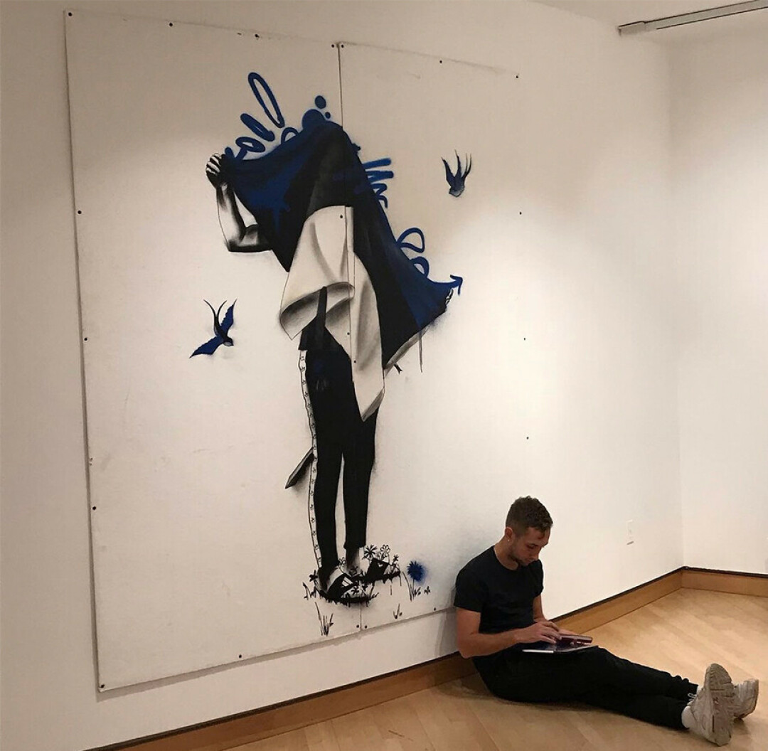 Estonian American artist Riivo Kruuk's work at the Furlong Gallery. (via Instagram)