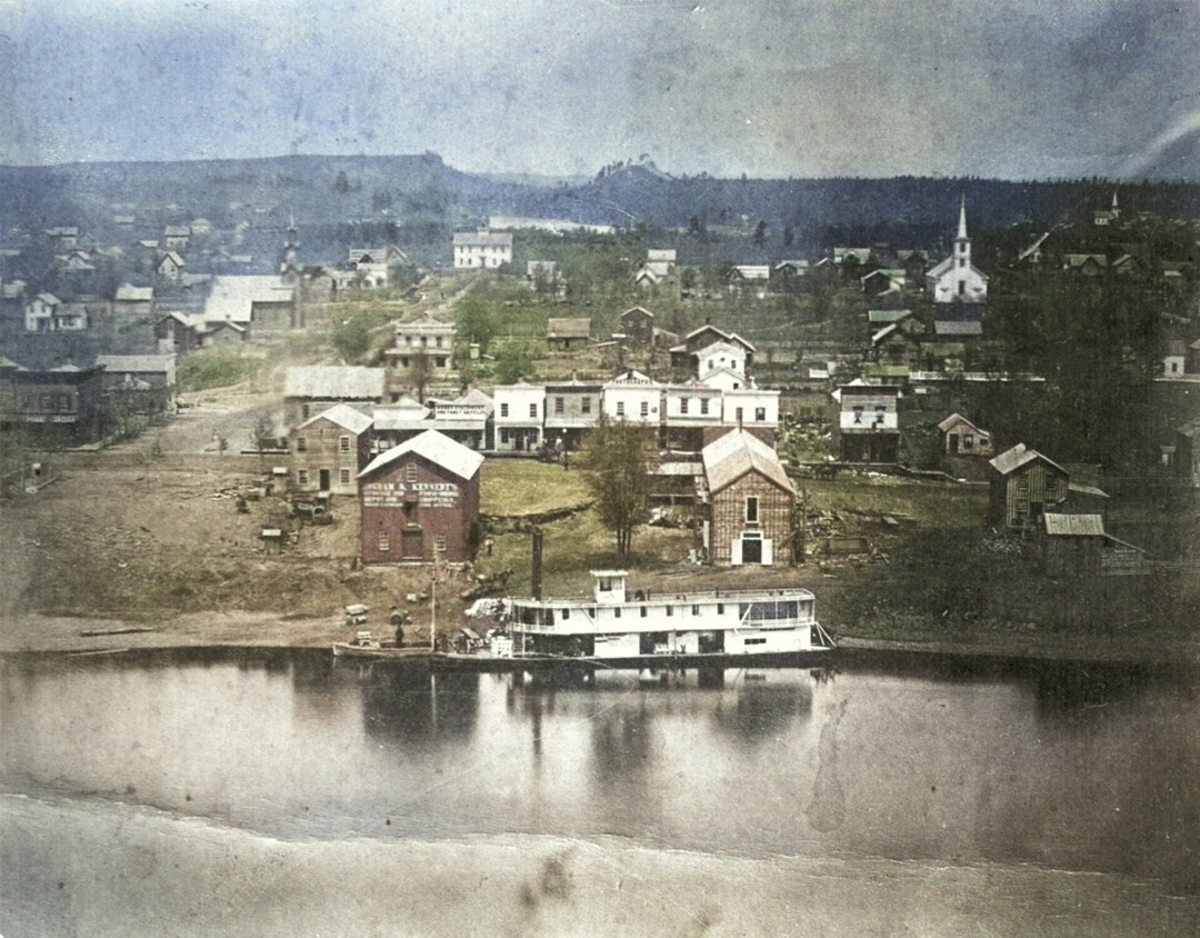 COLLECTING OUR HISTORY. 1800s era image of Eau Claire buildings, part of the 