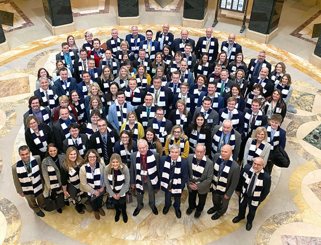 OH MY SCARVES. Participants in the 2020 Chippewa Valley Rally – easily identified by their matching scarves – posed in the Capitol rotunda in Madison.