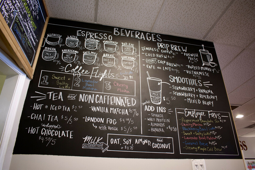 The French Press's latest addition to its menu also brought in a new blackboard full of eye-grabbing items and info, thanks to previous employee and current art teacher, Mak. 
