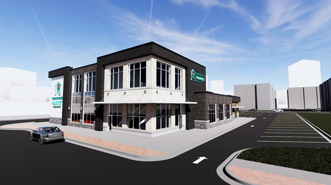 MARKET MILESTONE. The Menomonie Market Food Co-op currently being built at the former City Lot 7 in downtown Eau Claire is about to turn a major construction corner this spring, priming it for its expected fall 2023 opening. (Mock-up graphics via Menomonie Market website)