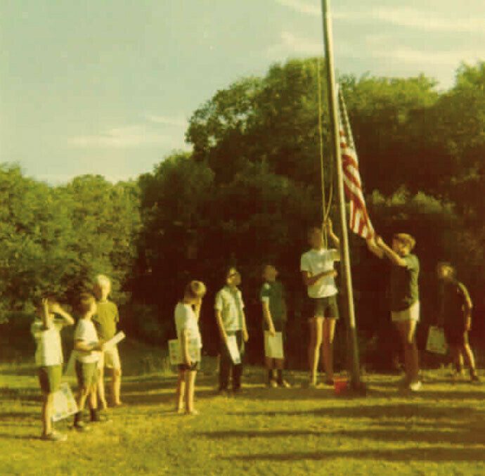 Camp Manitou Flag Raise 1960s