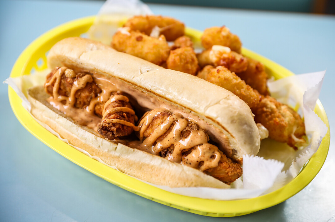 Crispy Chicken Tender Sandwich with Cheese Curds.