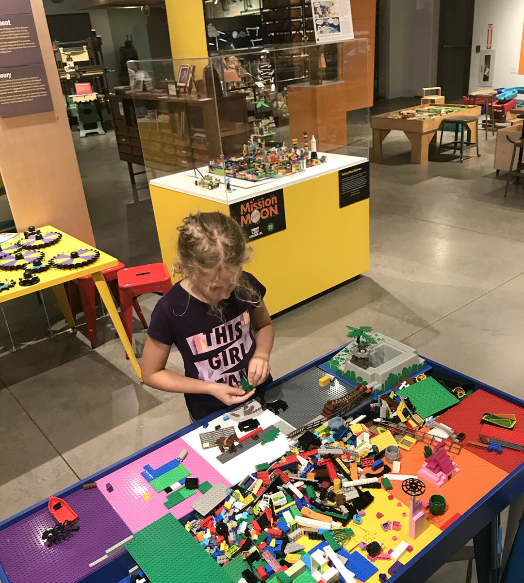 Fun with LEGOs at Fulton's Workshop inside the Rassbach Museum.