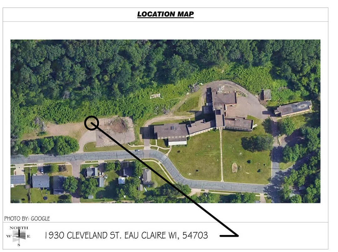 The location of the former Mount Washington Residence in Eau Claire's Shawtown neighborhood. The arrow indicates the location of Phase I of the project.