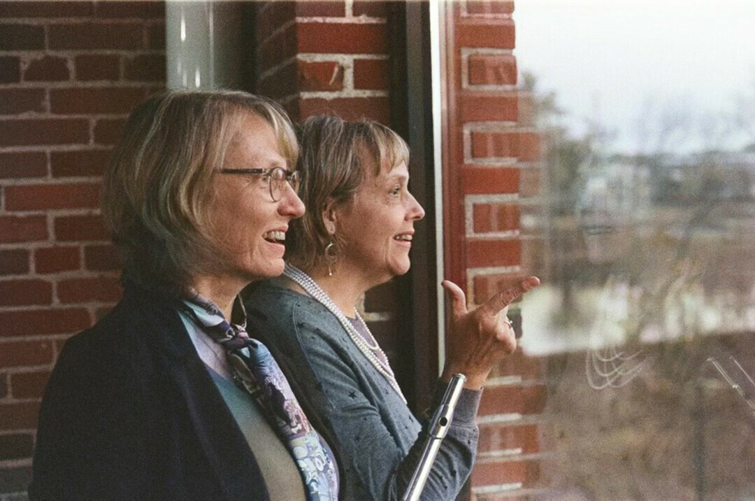 Poet Jan Carroll, right, and 