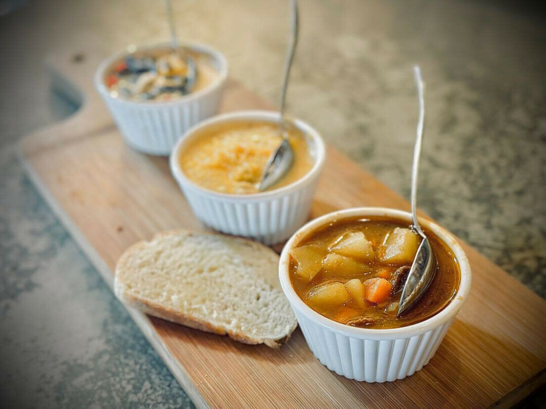 NOT TO GET ALL SOUP-Y... Local soup cravers have grabbed the attention of at least a couple of local eateries, including the Old Bloomer Brewhouse & The Buckingham, which now offers soup flights. (Photo via Facebook)
