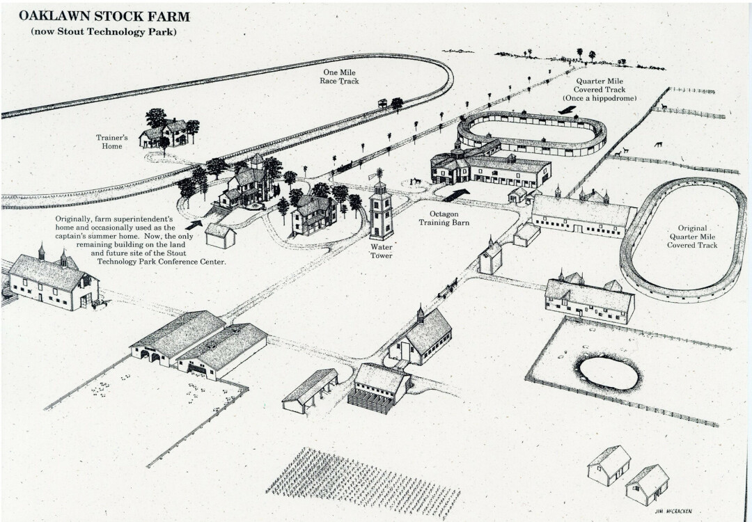 The original layout of the Oaklawn Stock Farm.