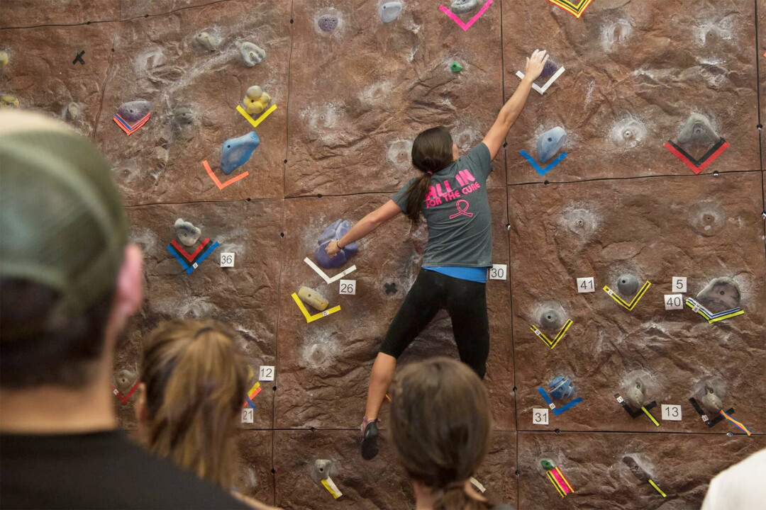 TAKE THE LEAP. Get a hands-on, guided learning experience with UWEC's new indoor rock climbing sessions. (Photo via UWEC Climbing Walls Facebook)
