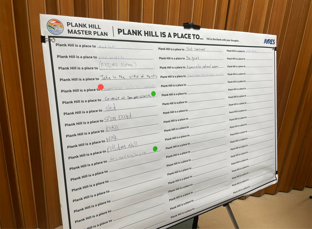 PLANK HILL PLANS. The discussion on what changes could occur in Plank Hill park