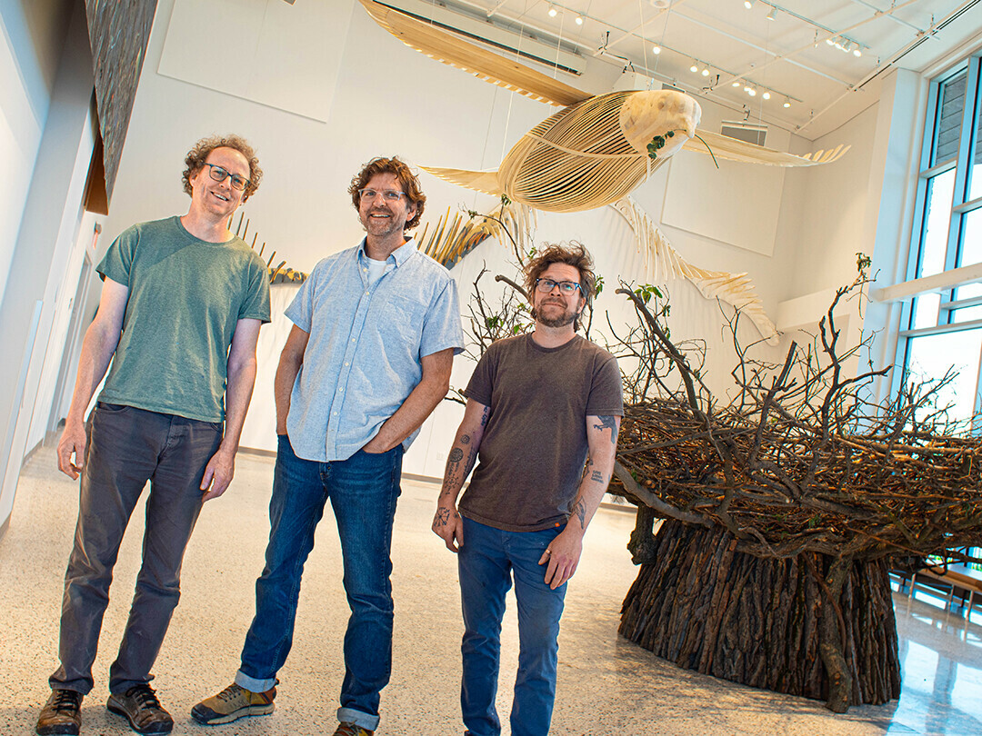 THREE MEN AND A BABY (BIRD). Chippewa Valley artists (from left) Joe Maurer, Tim 