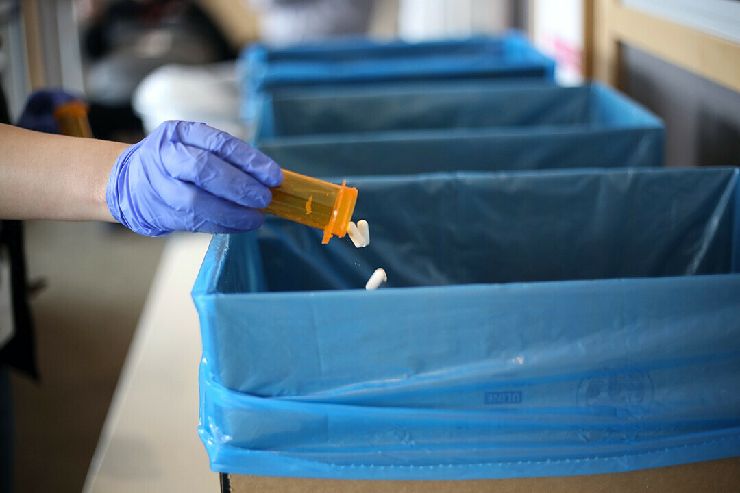 Disposing of prescriptions at a previous National Prescription Drug Take-Back.