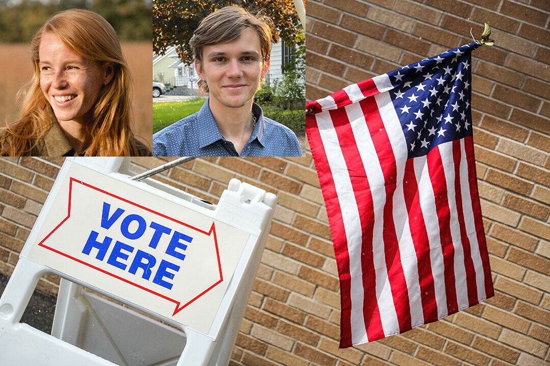 Democratic candidates Rebecca Cooke, upper left, and Christian Phelps were among the winners in the Aug. 13 primary election in the Chippewa Valley. (Background photo by Andrea Paulseth)