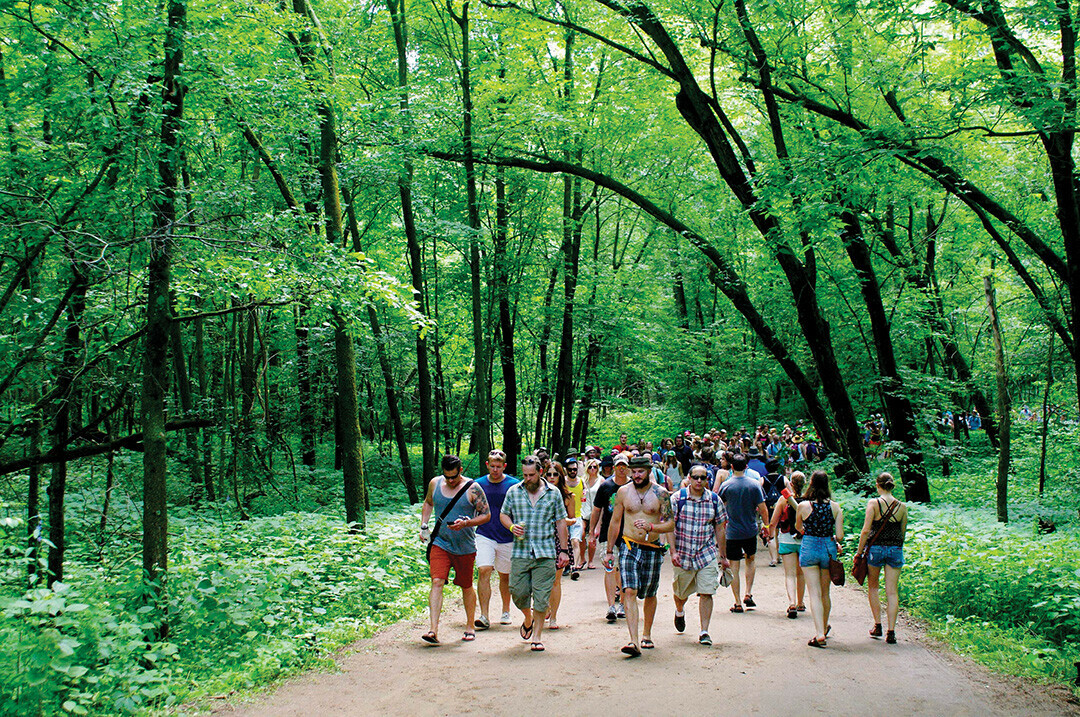 A WALK IN THE WOODS. During the Eaux Claires Music & Arts Festival in 2015, fans explored the expansive grounds that were created for the long-running Country Jam festival. Country Jam moved to a new site in 2023, and now the riverside property in the Town of Union just outside Eau Claire is now for sale.