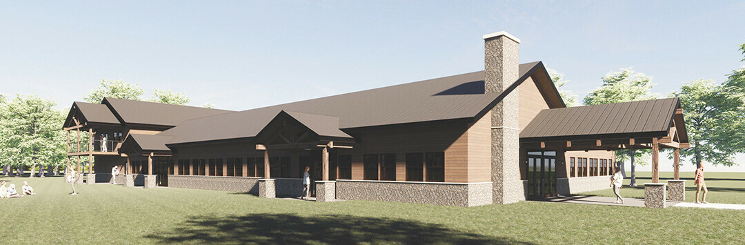 Proposed design for the interior and exterior of the new dining hall.