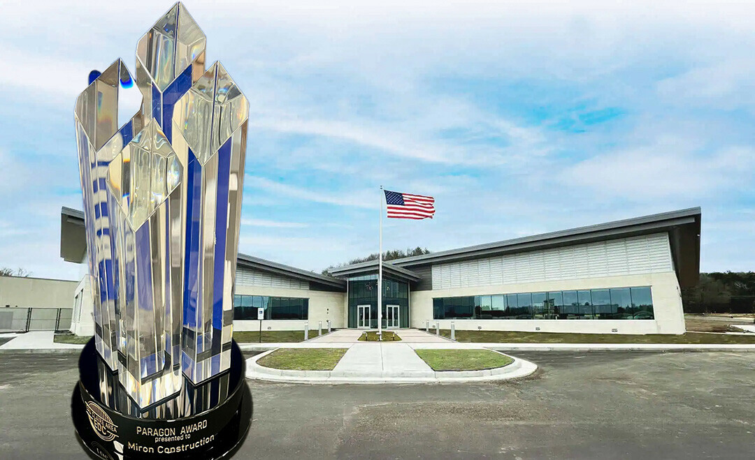 Miron Construction's new, 15,000-square-foot Chippewa Valley office in Lake Hallie (background) is one reason the firm won the latest Paragon Economic Impact Award from the Eau Claire Area Economic Development Corp. (foreground).