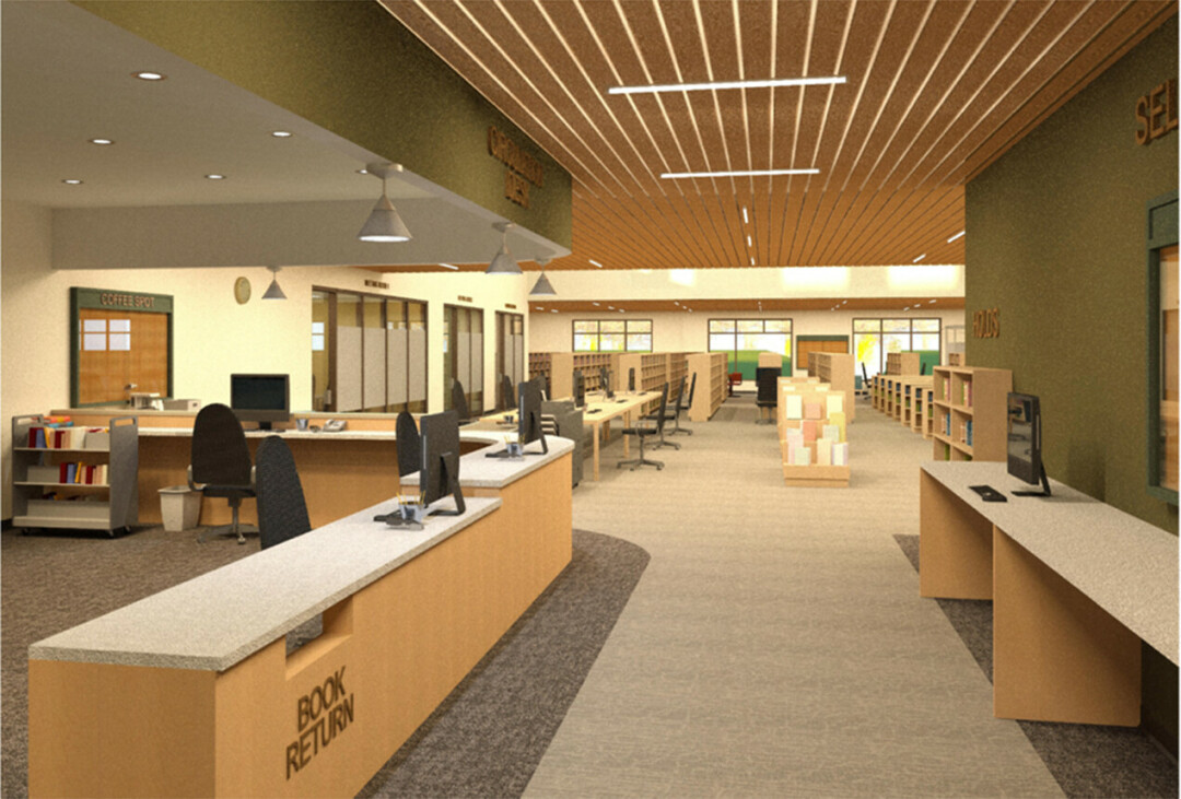 Circulation Desk area pictured.