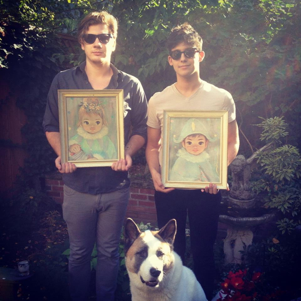 The guys from Strange Names show off their yard-sale treasures.