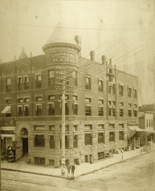 The Barnes Block, shown in 1904, is now home to the Stones Throw, 304 Eau Claire St.