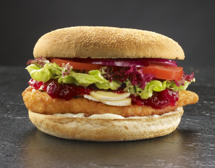 Chicken, cranberry and camembert. What people from New Zealand think a burger looks like. 