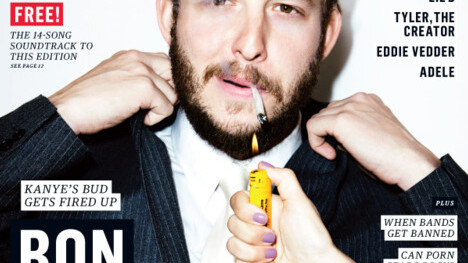 Bon Iver frontman Justin Vernon, shown here on the cover of a magazine of some sort.