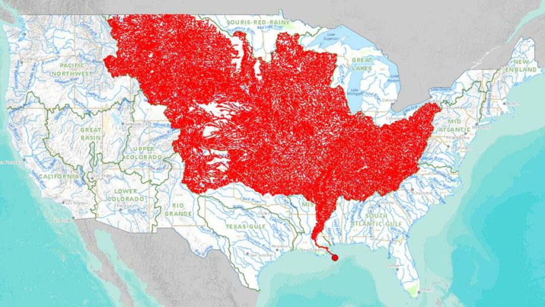 ABove: the 7,000 streams and rivers that empty into the mighty Mississippi. No wonder the Gulf of Mexico is so big.