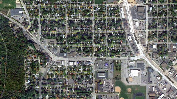 Eau Claire’s Brackett Avenue, the way birds and helicopters see it.