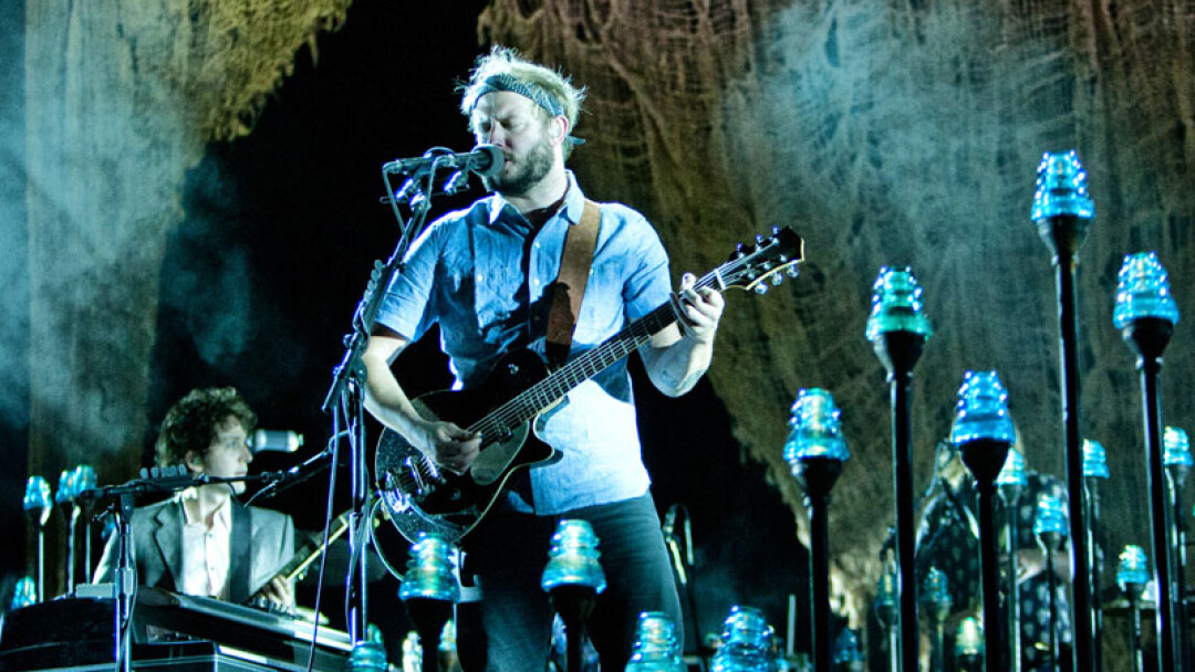 Justin Vernon is tapping lighting and stage designer Michael Brown to create the new festival's  grounds and stages. Bon Iver's 2012 tour used Michael Brown for stage and lighting design – shown here at Radio City Music Hall. Image: JC McIlwaine, The Bowery