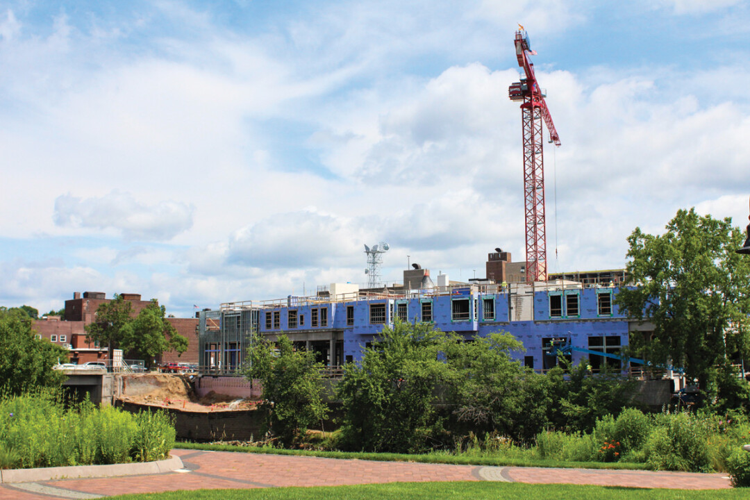 Haymarket Landing construction in downtown Eau Claire. 