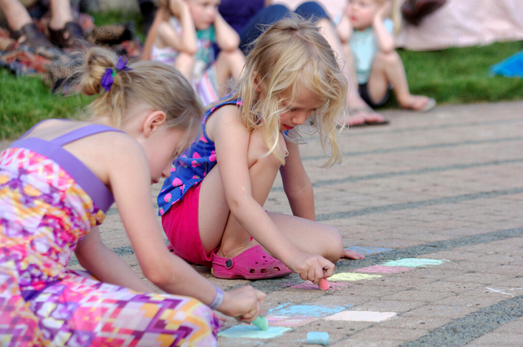 Chalky fun at the SOunds Like Summer Concert Series in downtown Eau Claire's Phoenix Park. 