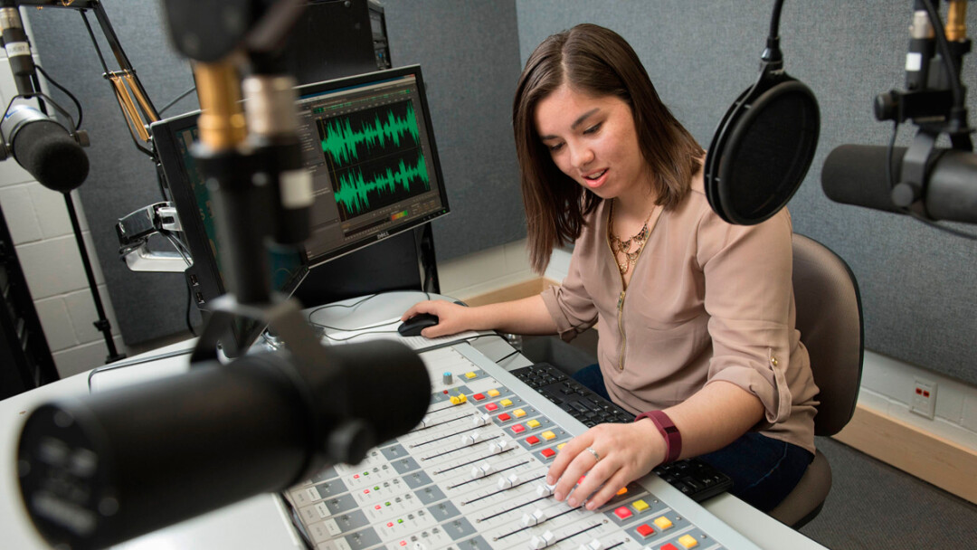 CAN YOU HEAR ME NOW? Kiri Salinas, student station manager for WUEC-FM, and her fellow Blugolds will soon have another radio station to broadcast on: What’s now known as WDRK-FM (99.9).