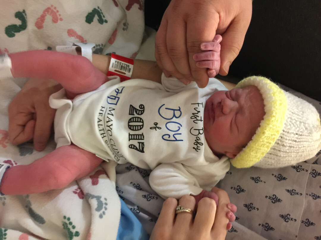 Hunter Paul Stroh was born at 1:30 p.m. Jan. 1, 2017, the first baby of the new year at Mayo Clinic Health System in Eau Claire. His parents are Chad and Andrea Stroh of Eau Claire. Photo credit: Mayo Clinic Health System