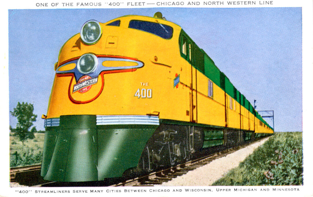 BACK TO THE FUTURE. This vintage postcard shows the Twin Cities 400, the last passenger train line to serve Eau Claire, which ended in 1963. Advocates hope to revive passenger rail in the region in the near future. Image: Chippewa Valley Museum