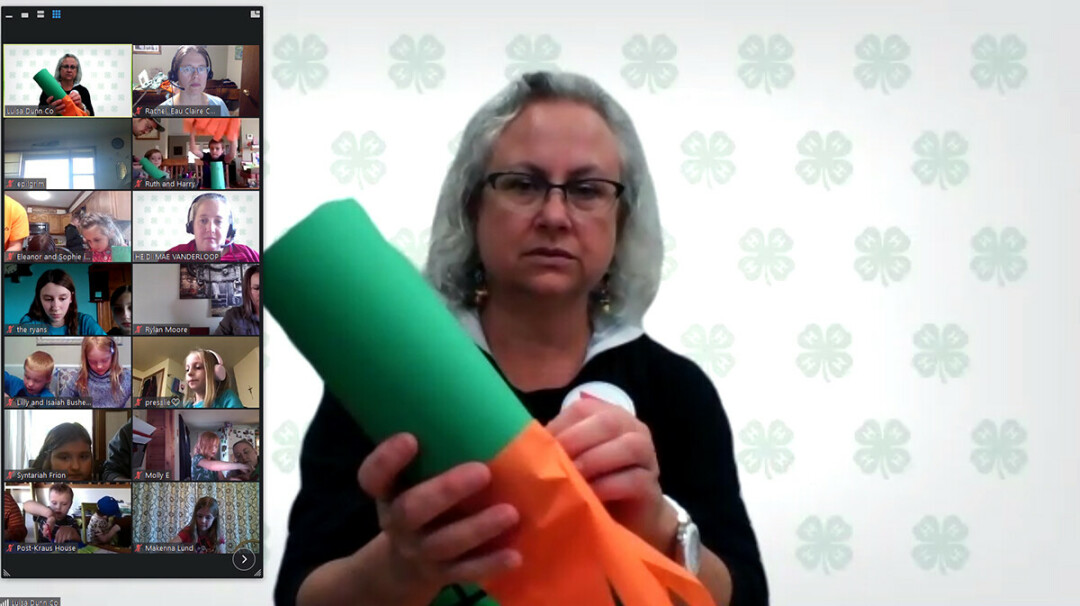 Kids learn how to make a 4-H windsock via a Zoom call. (Submitted image)