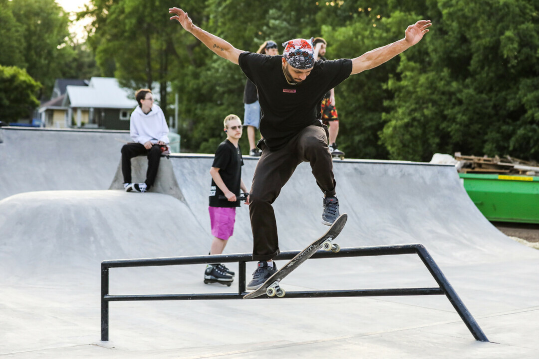 FOR THE CULTURE. The Eau Claire and Chippewa Valley skateboarding community is relishing in the new, long-awaited Boyd Skate Park. Pictured is local Isaiah Secrest.